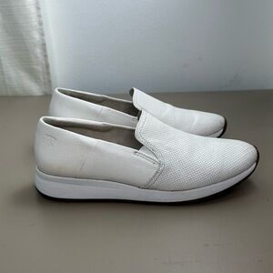 PAUL GREEN Women White Goring Ivy Almond Toe Wedge Slip On Leather Loafers 6/8.5